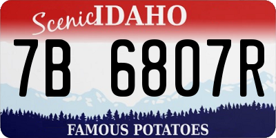 ID license plate 7B6807R