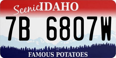 ID license plate 7B6807W
