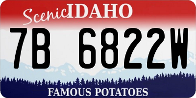 ID license plate 7B6822W