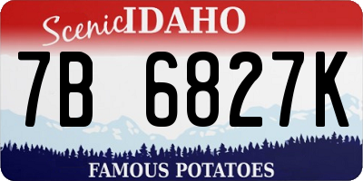 ID license plate 7B6827K