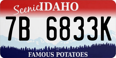 ID license plate 7B6833K