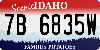 ID license plate 7B6835W