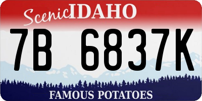 ID license plate 7B6837K