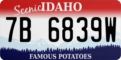 ID license plate 7B6839W