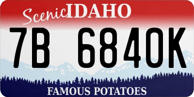 ID license plate 7B6840K