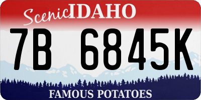 ID license plate 7B6845K