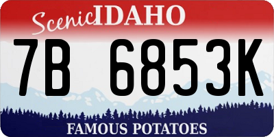 ID license plate 7B6853K