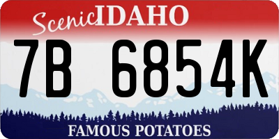 ID license plate 7B6854K