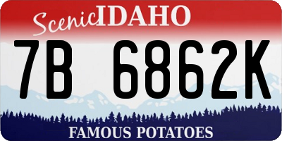 ID license plate 7B6862K