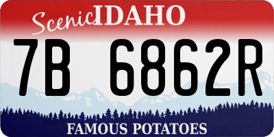 ID license plate 7B6862R