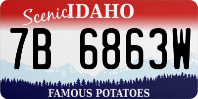 ID license plate 7B6863W