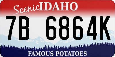 ID license plate 7B6864K
