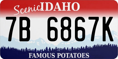 ID license plate 7B6867K
