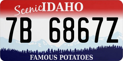 ID license plate 7B6867Z