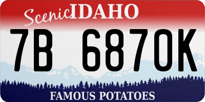 ID license plate 7B6870K