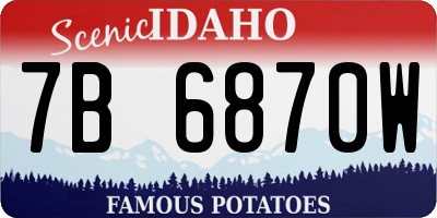 ID license plate 7B6870W