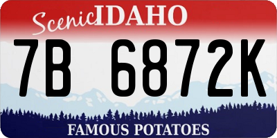 ID license plate 7B6872K
