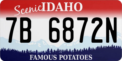 ID license plate 7B6872N