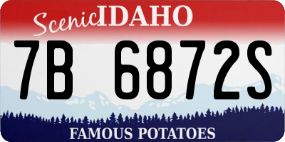 ID license plate 7B6872S