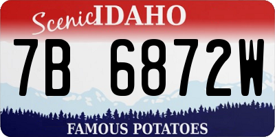 ID license plate 7B6872W