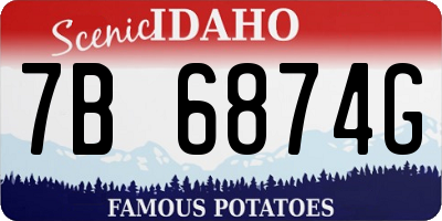 ID license plate 7B6874G