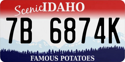 ID license plate 7B6874K