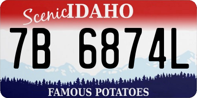 ID license plate 7B6874L