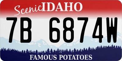 ID license plate 7B6874W