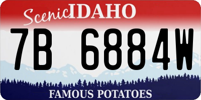 ID license plate 7B6884W