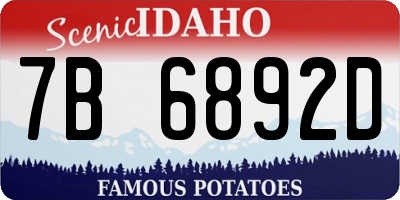 ID license plate 7B6892D