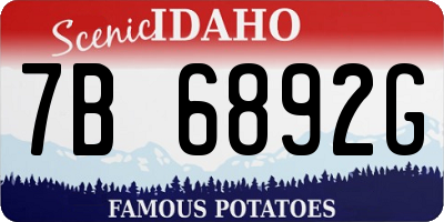 ID license plate 7B6892G