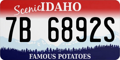 ID license plate 7B6892S
