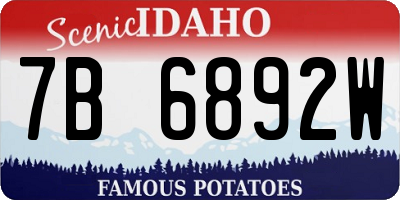 ID license plate 7B6892W