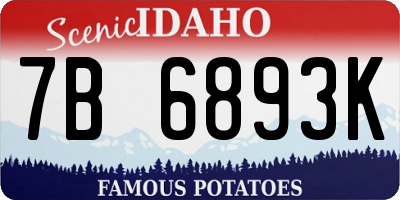 ID license plate 7B6893K