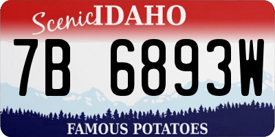 ID license plate 7B6893W