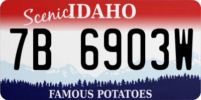 ID license plate 7B6903W