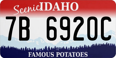 ID license plate 7B6920C