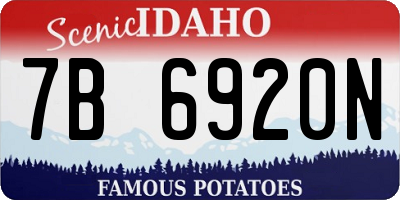 ID license plate 7B6920N