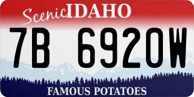 ID license plate 7B6920W