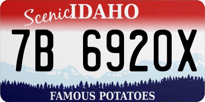 ID license plate 7B6920X