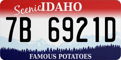 ID license plate 7B6921D