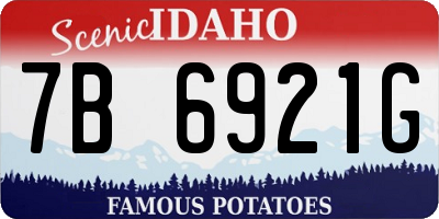 ID license plate 7B6921G
