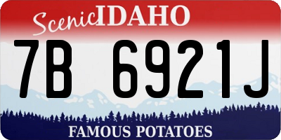 ID license plate 7B6921J