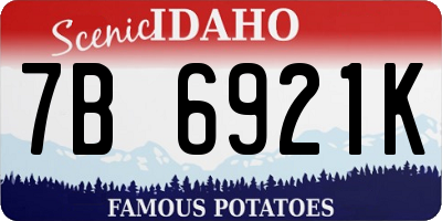 ID license plate 7B6921K