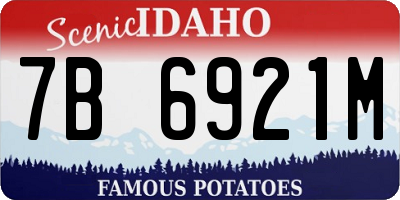 ID license plate 7B6921M