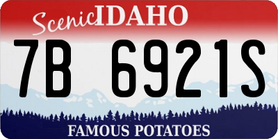 ID license plate 7B6921S