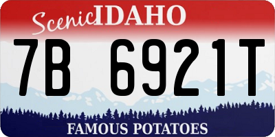 ID license plate 7B6921T