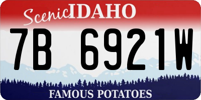 ID license plate 7B6921W