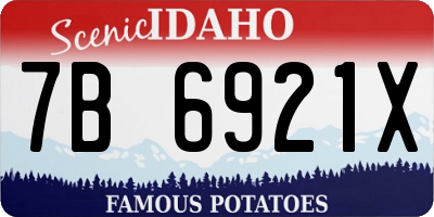 ID license plate 7B6921X