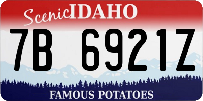 ID license plate 7B6921Z